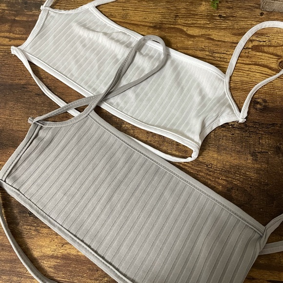 Strappy back bralettes: White and Grey - Picture 3 of 5